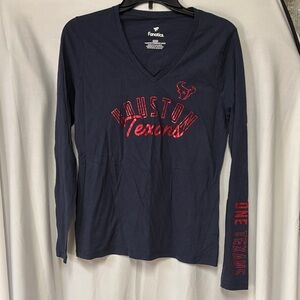 Fanatics Navy and Red Houston Texans V-Neck Shirt